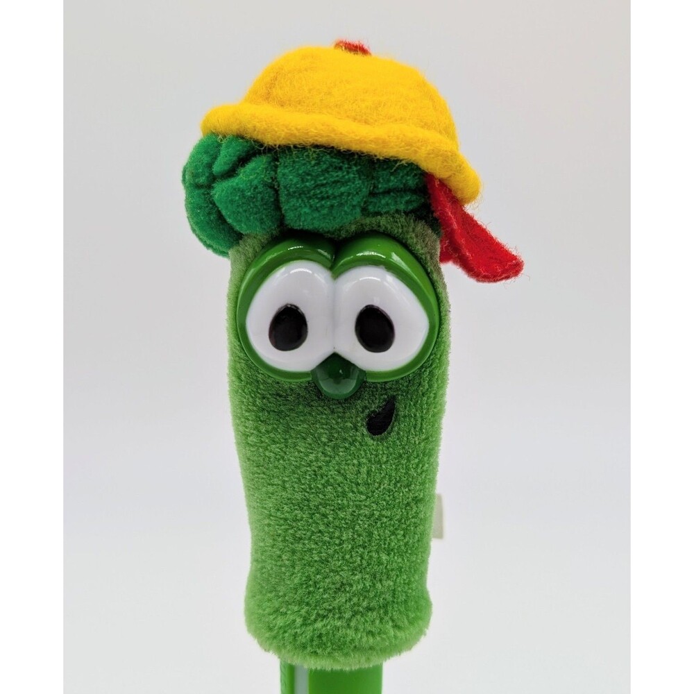 VeggieTales Junior Asparagus Finger Puppet Plush Stuffed Toy Vtg 1990s 3.5"